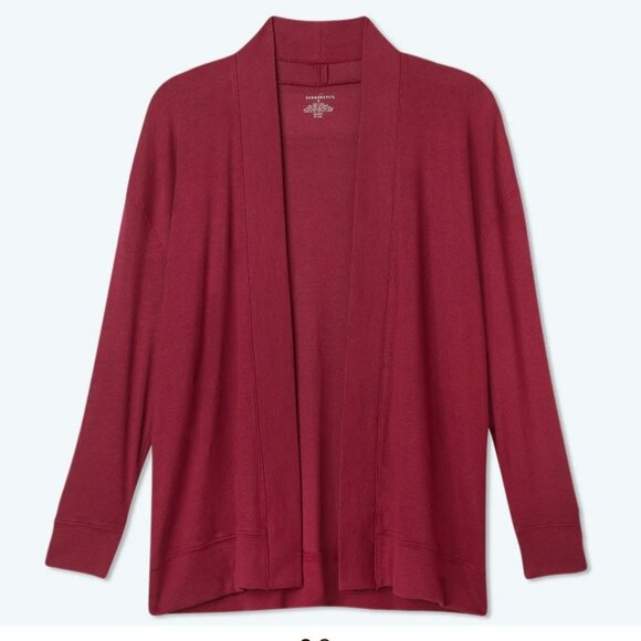 Summersalt Softest‎ Ribbed Cardigan Sweater Women Medium Red Maroon Open Front - Picture 1 of 7